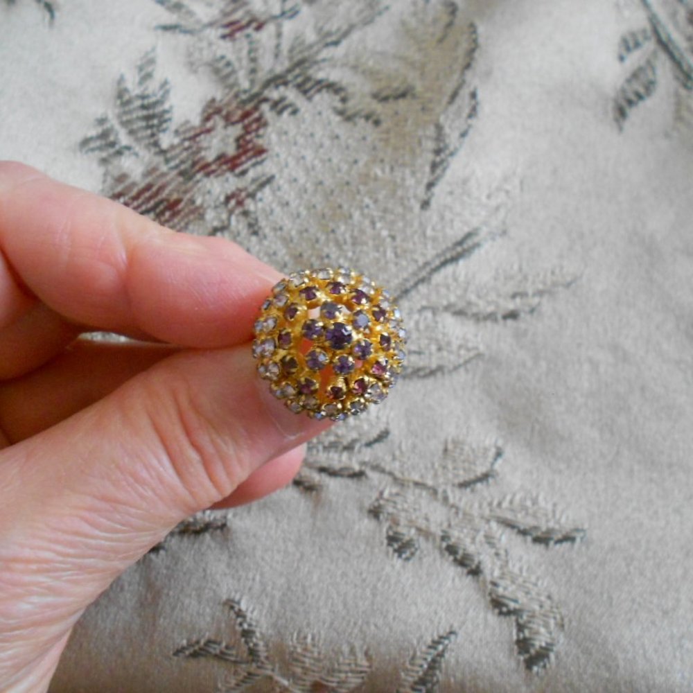 Vintage Austria Violet Crystals Dome Ring